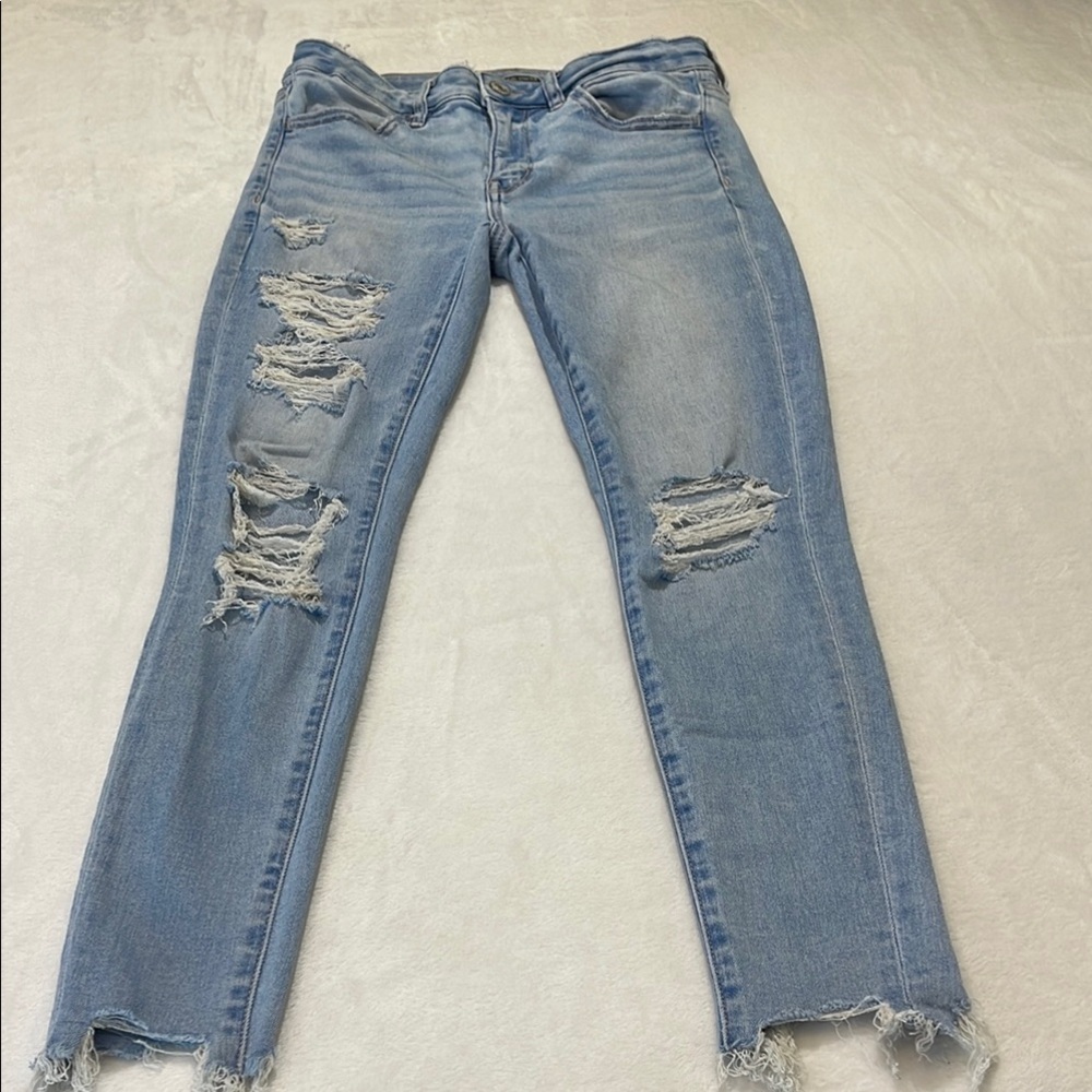 AMERICAN EAGLE NEXT LEVEL JEGGING SIZE 2 Women's Distressed Blue Jeans